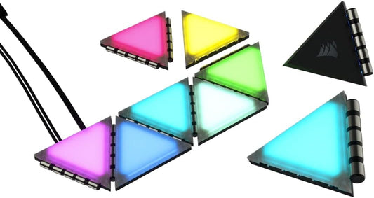 Corsair iCUE LC100 Case Accent Lighting Panels - Mini Triangle - 9X Tile Starter Kit