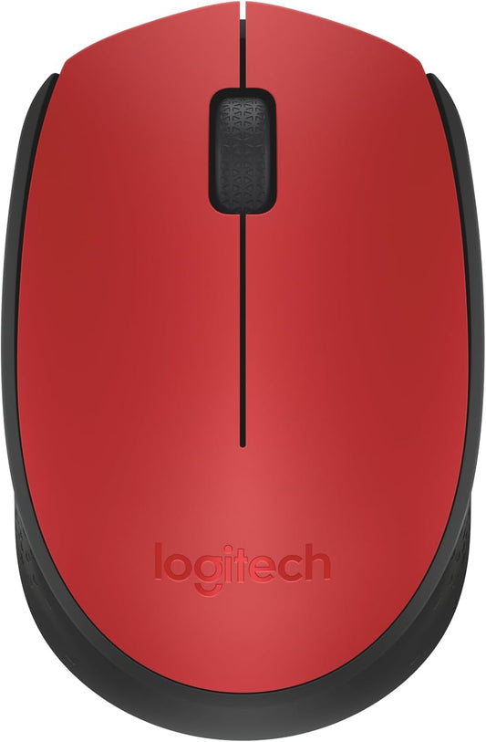 Logitech M170 Wireless Mouse for PC, Mac, Laptop, 2.4 GHz with USB Mini Receiver, Optical Tracking, 12-Months Battery Life, Ambidextrous - Red