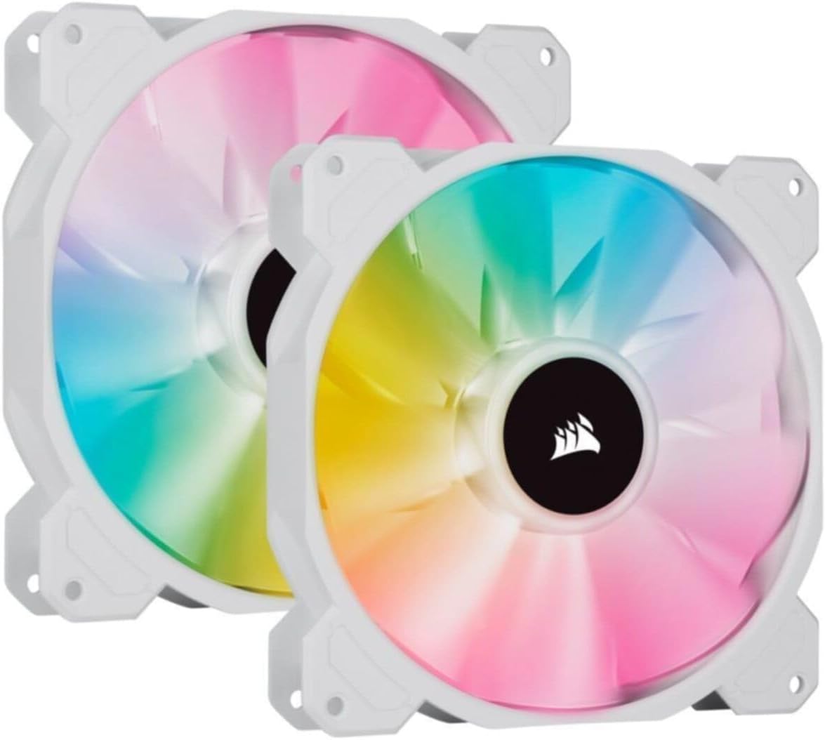 CORSAIR iCUE SP140 RGB Elite Performance 140mm White PWM Dual Fan Kit with Lighting Node CORE