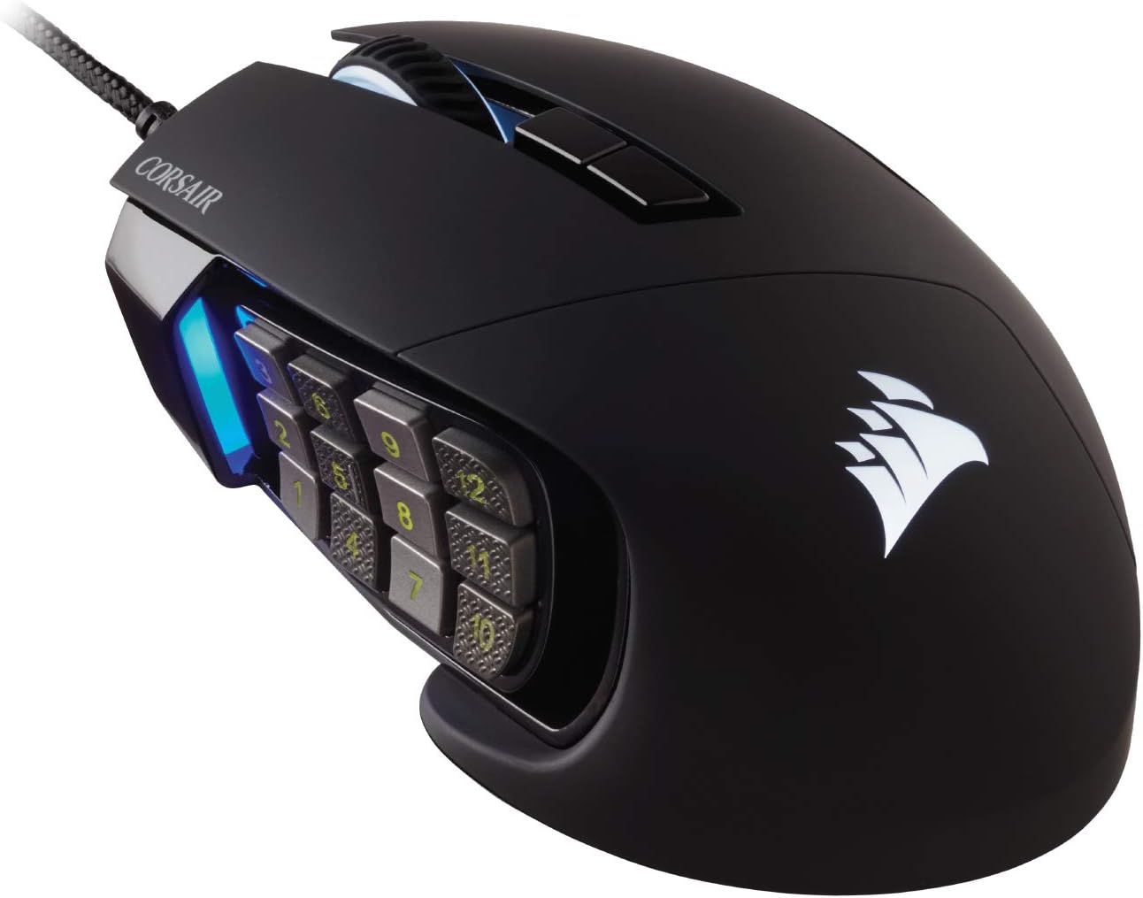 Corsair Scimitar RGB Elite, MOBA/MMO Gaming Mouse, Black, Backlit RGB LED, 18000 DPI, Optical