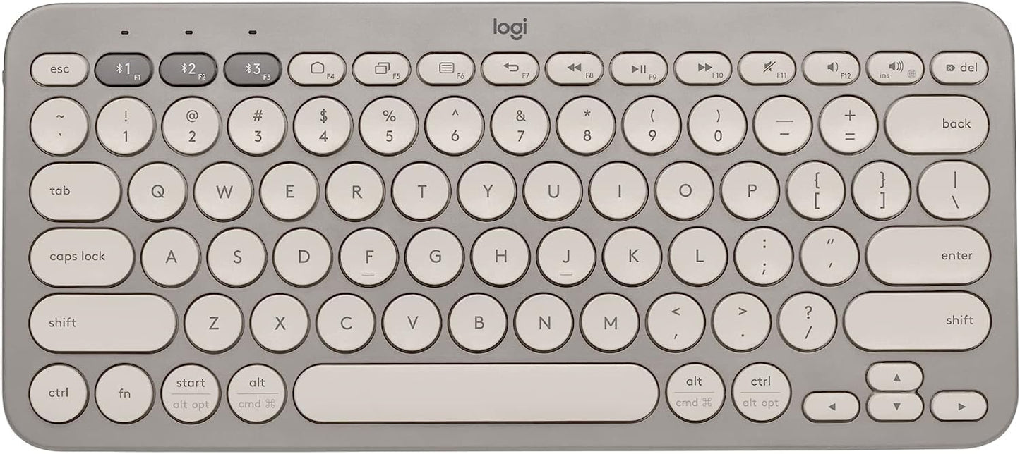 Logitech K380 Multi-Device Bluetooth Wireless Keyboard for PC, Laptop, Windows, Mac, Chrome OS, Android, iPadOS, Apple TV - Sand