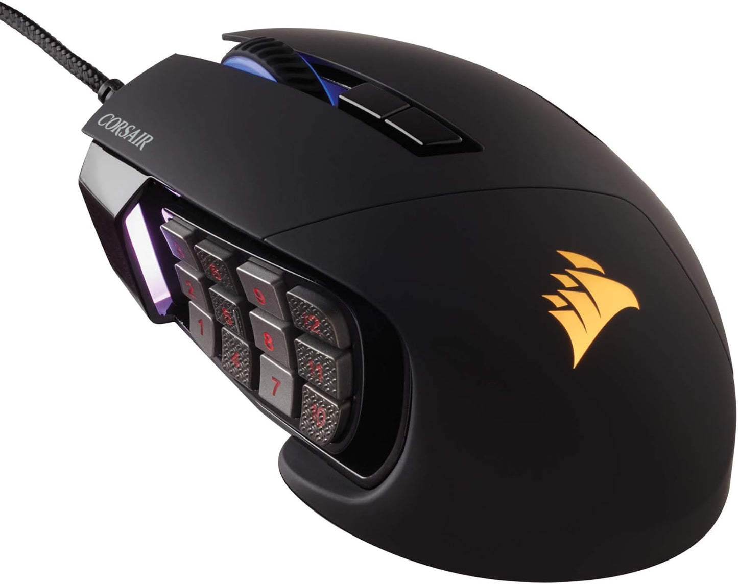 Corsair Scimitar RGB Elite, MOBA/MMO Gaming Mouse, Black, Backlit RGB LED, 18000 DPI, Optical