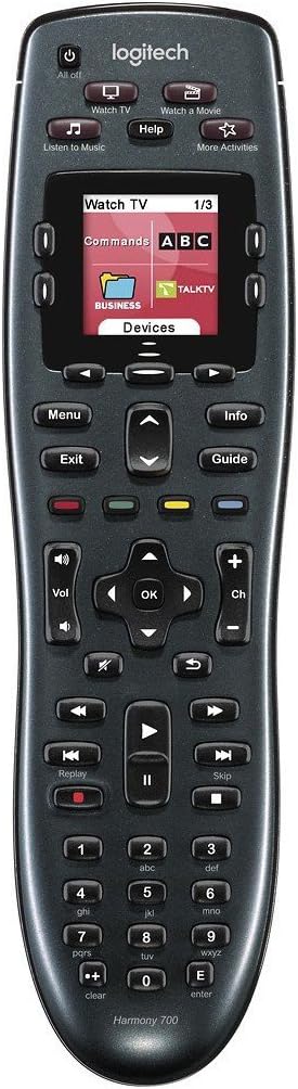 Logitech 915-000162 Harmony 700 Rechargeable Remote with Color Screen (Black)