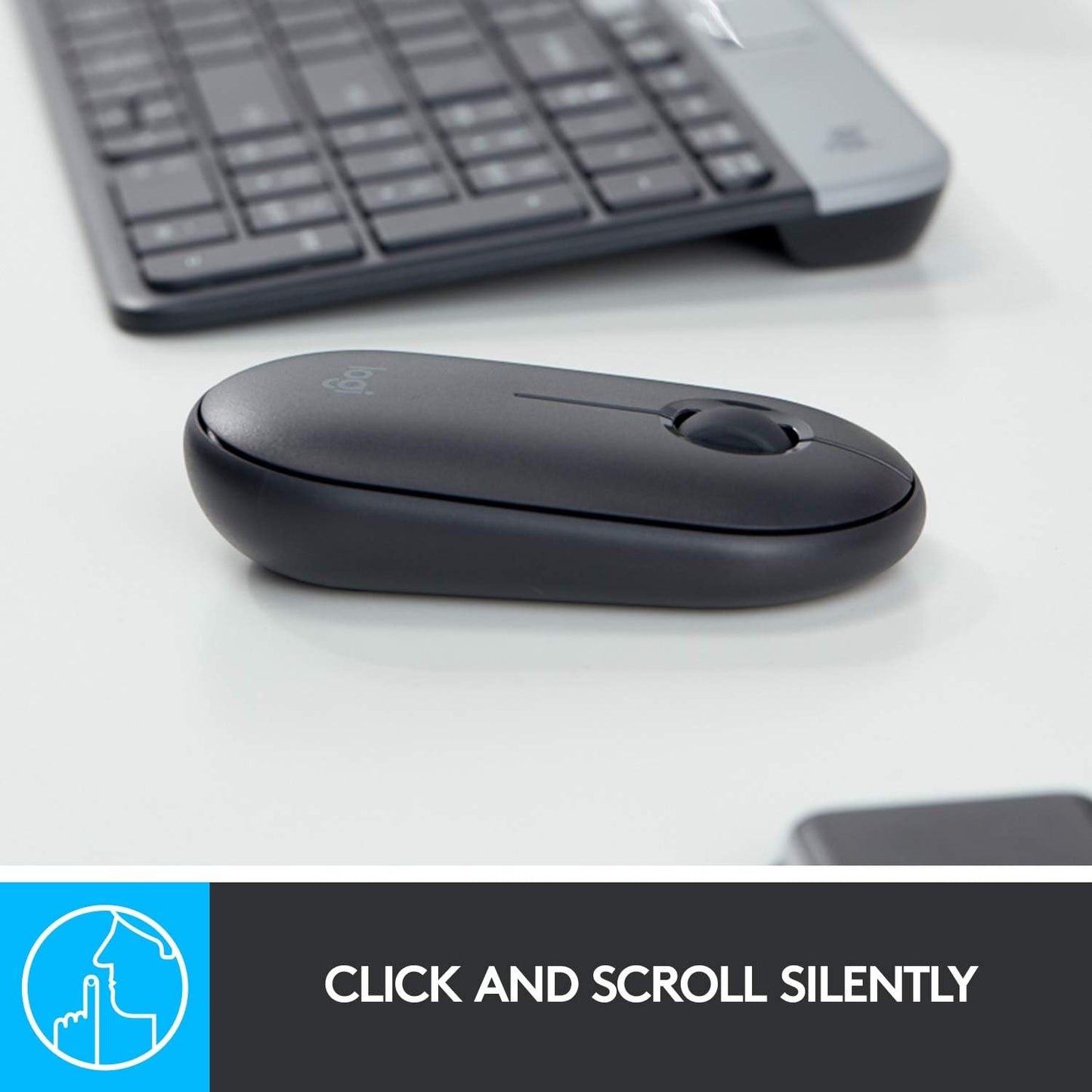 Logitech Pebble i345 Bluetooth Optical Ambidextrous Mouse for iPad - Graphite