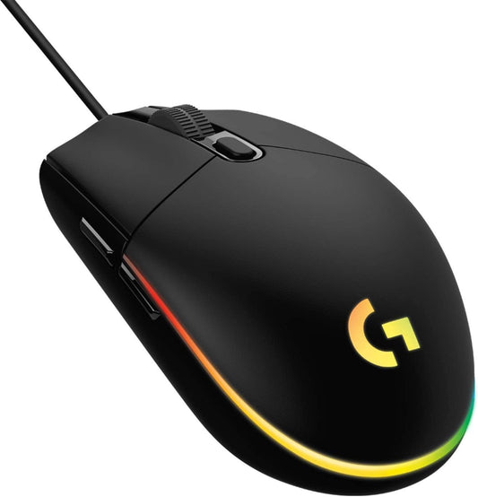 Logitech G203 LIGHTSYNC Wired Gaming Mouse, 8,000 DPI, Rainbow Optical Effect RGB, 6 Programmable Buttons, On-Board Memory, PC/Mac Computer, Laptop Compatible - Black