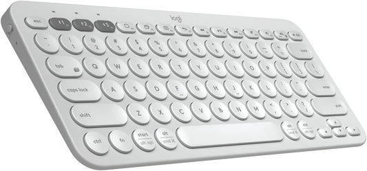 Logitech K380 Pebble Wireless Multi-Device Keyboard for Apple iOS, Apple TV android or Chrome, Bluetooth, Compact Space-Saving Design, PC/Mac/Laptop/Smartphone/Tablet - Off White