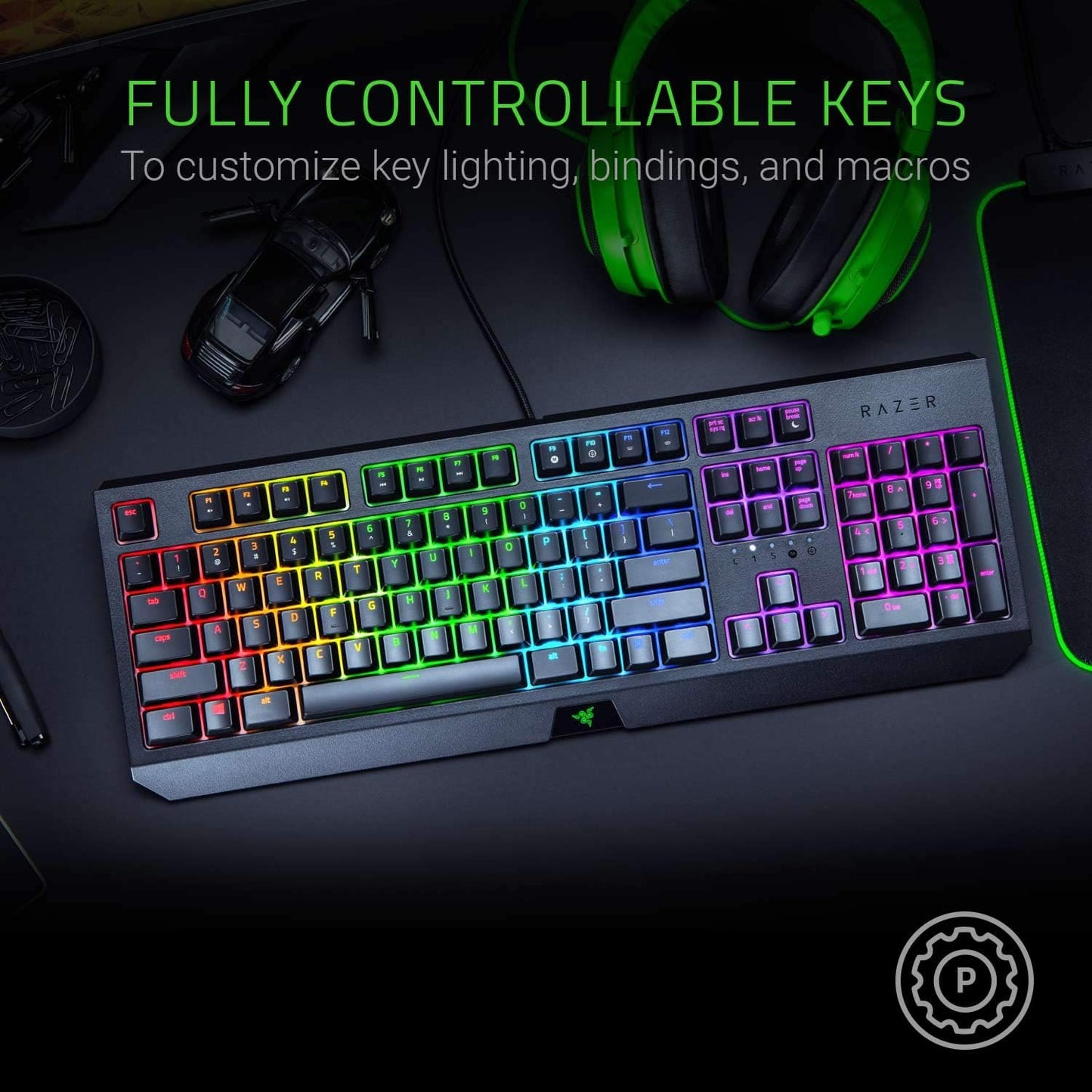 Razer BlackWidow Wired Gaming Mechanical Green Switch Keyboard with Chroma RGB Lighting