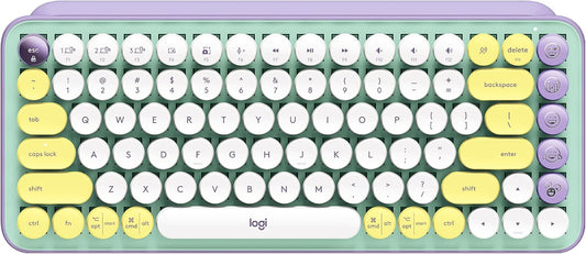 Logitech POP Keys Mechanical Wireless Keyboard with Customizable Emoji Keys, Durable Compact Design, Bluetooth or USB Connectivity, Multi-Device, OS Compatible - Daydream Mint