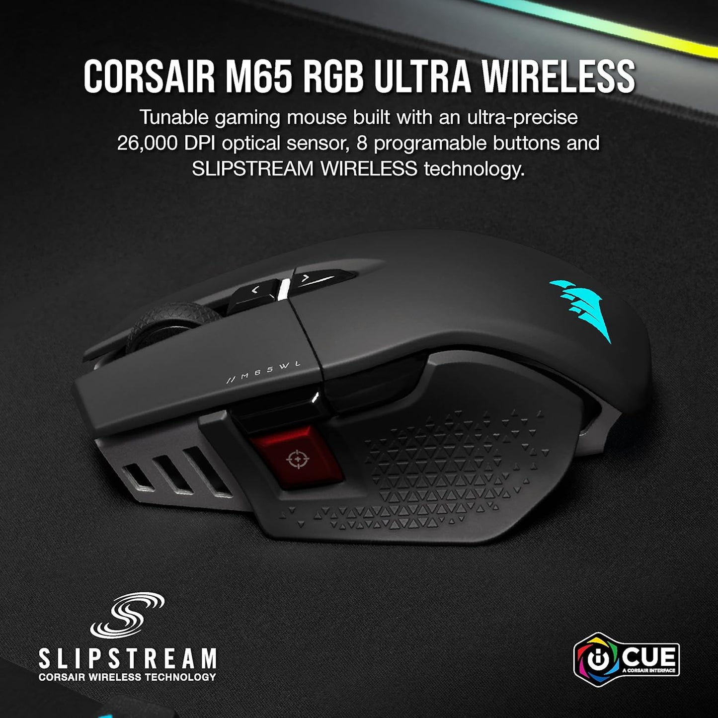 Corsair M65 RGB Ultra Wireless Tunable FPS Wireless Gaming Mouse Black