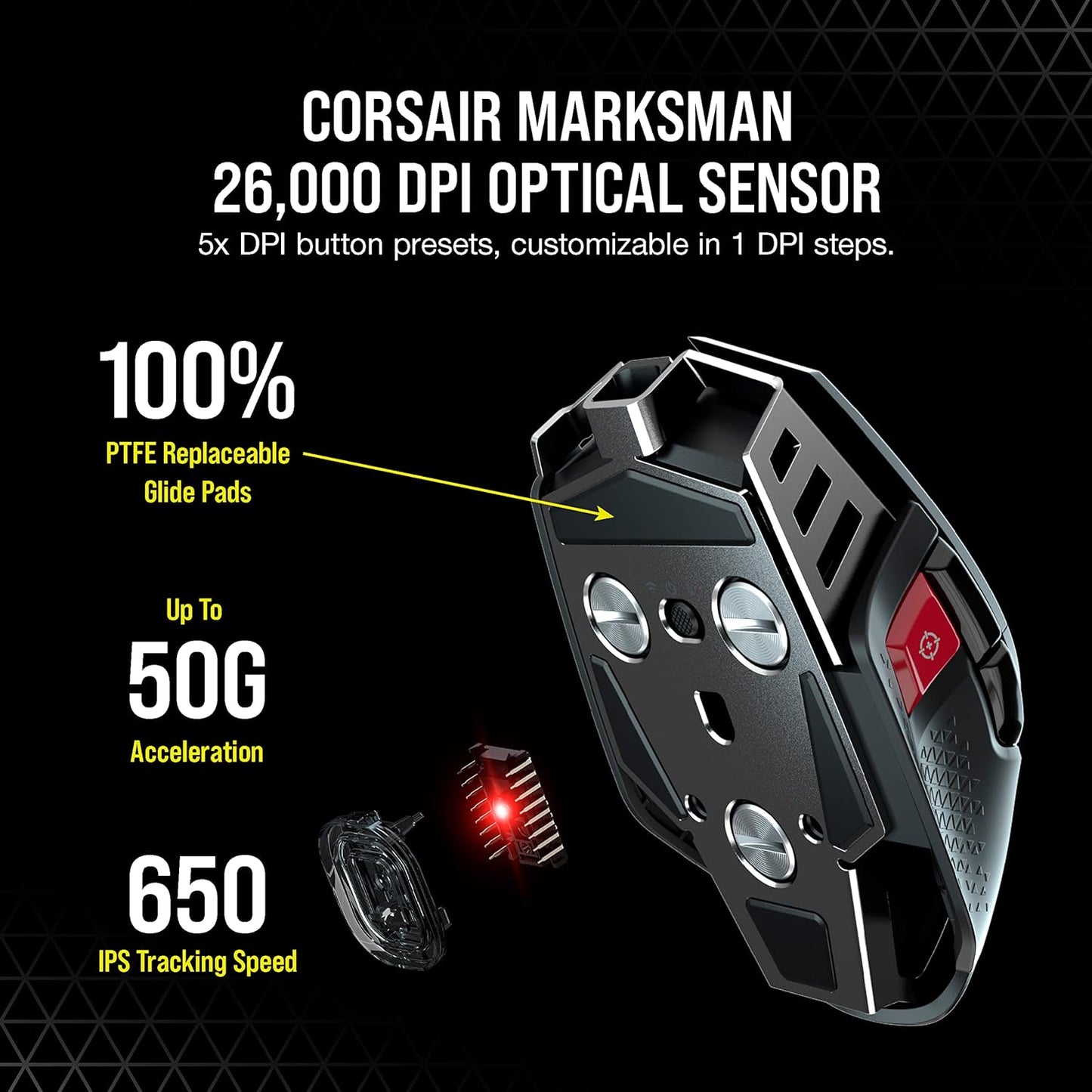 Corsair M65 RGB Ultra Wireless Tunable FPS Wireless Gaming Mouse Black