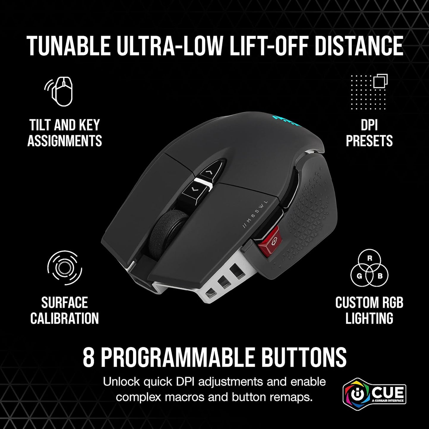 Corsair M65 RGB Ultra Wireless Tunable FPS Wireless Gaming Mouse Black